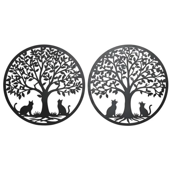Fali dekoráció, életfa macskákkal 60x1x60 cm 2 féle