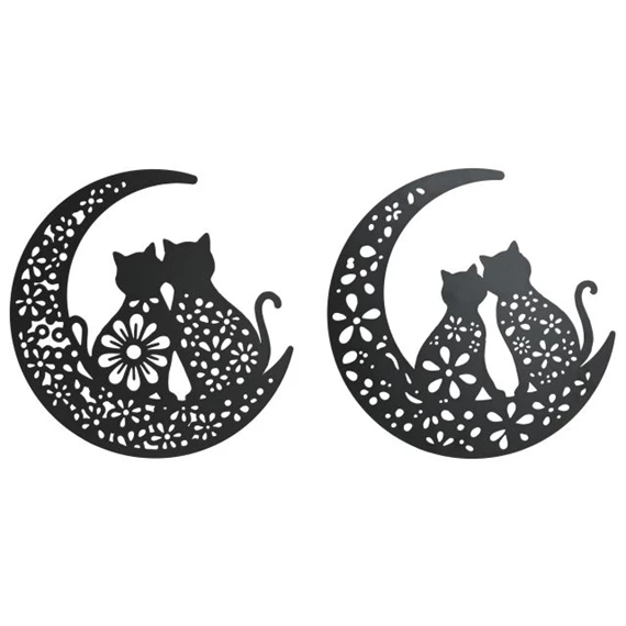 Fali dekoráció, macskák félholdon 40x1x40 cm 2 féle