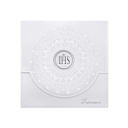 Elsőáldozási meghívó, fehér, díszített S/10