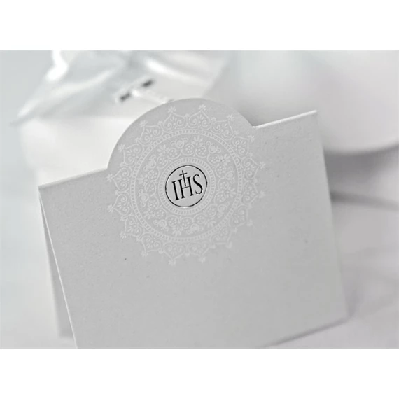 Elsőáldozási meghívó, fehér, díszített S/10