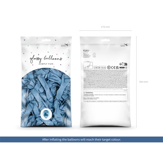 Fényes lufi 12 cm kék S/50