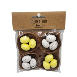 Fészek tojással 4,7x4,7x2,2 cm S/4