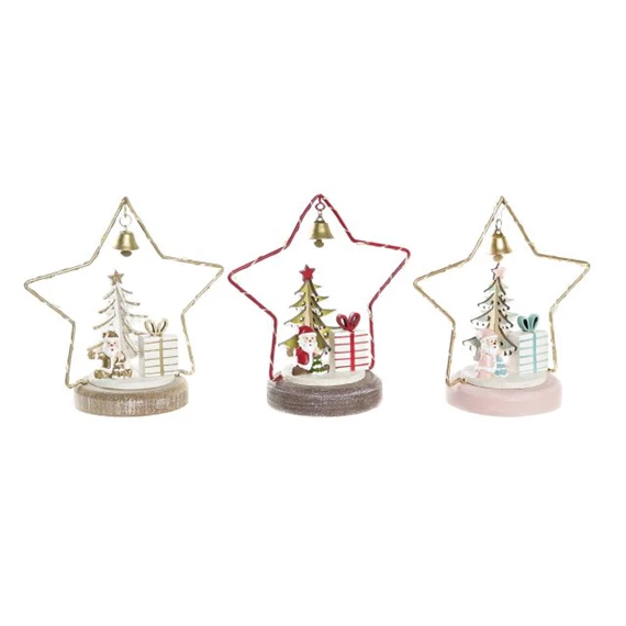 Figura LED-es csillag 13x7x14 cm 3 féle