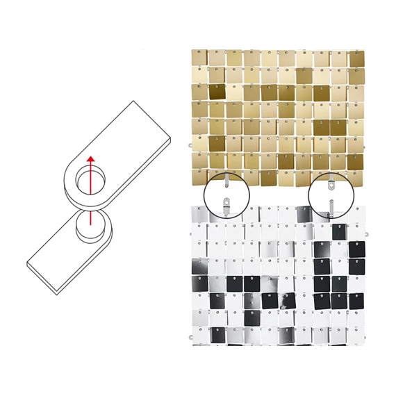 Flitter háttérpanel négyzet alakú világos arany 30x30 cm