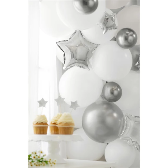 Fólia lufi csillagok 12 cm ezüst S/25