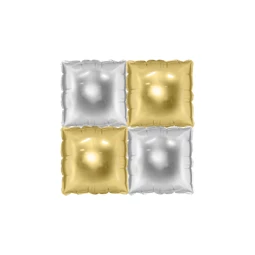 Fólia lufi függöny kétoldalas négyzet, arany-ezüst, 35x35 cm S/4