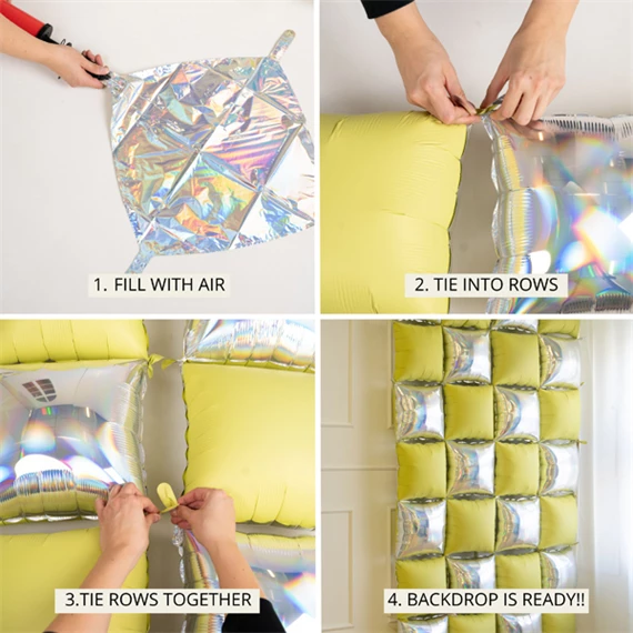 Fólia lufi függöny kétoldalas négyzet, arany-ezüst, 35x35 cm S/4