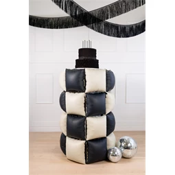 Fólia lufi függöny kétoldalas négyzet, fekete-bézs, 35x35 cm S/4