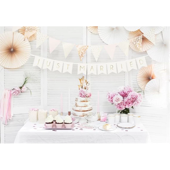 Girland Just Married felirattal 15x155 cm fehér,arany