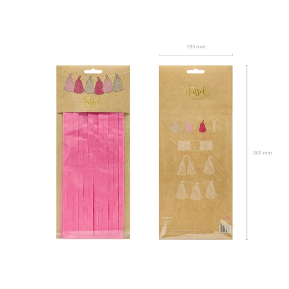 Girland bojtokkal, mix, 30 cm x 1,5 m