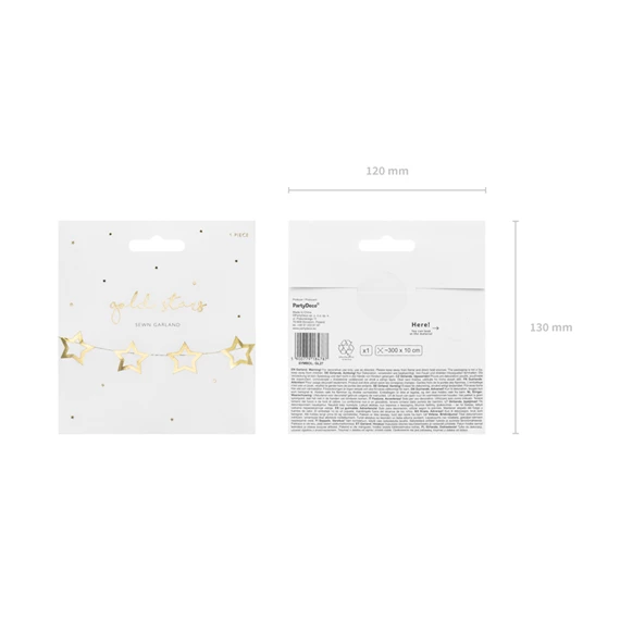 Girland csillagok arany 3 m