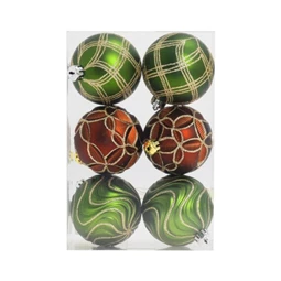 Gömb mintával, matt, glitteres 8 cm S/6