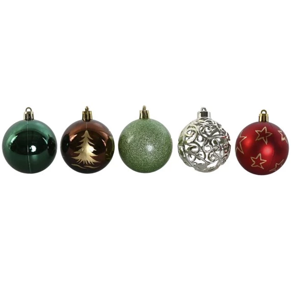 Gömb szett mintás, akasztós 18x12x30 cm S/30