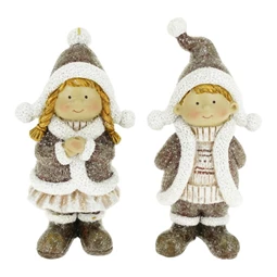 Gyerek fiú, lány kabátban, sapkában álló glitteres 5,5x4x12 cm 2 féle