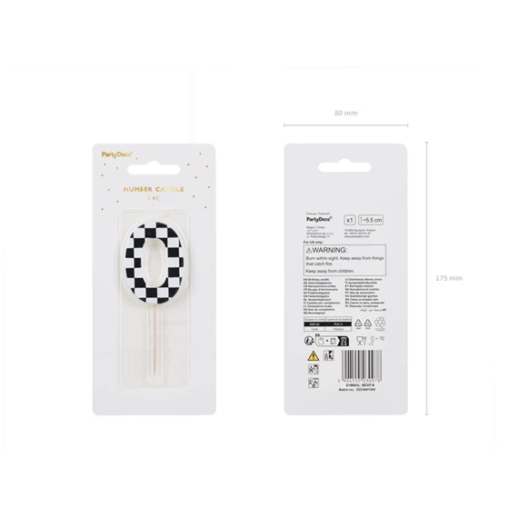 Gyertya 0-ás szám születésnapi 5,5 cm mix