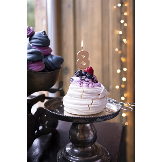 Gyertya 8-as szám születésnapi rózsaarany 4,5 cm