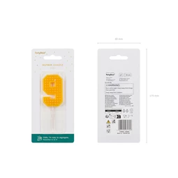 Gyertya 9-es szám születésnapi 6 cm sárga