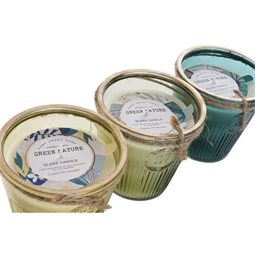 Gyertya Citromfű illatú 11x11x11 cm 3 féle