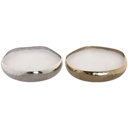 Gyertya fém tartóval 19x19x4,5 cm 2 féle