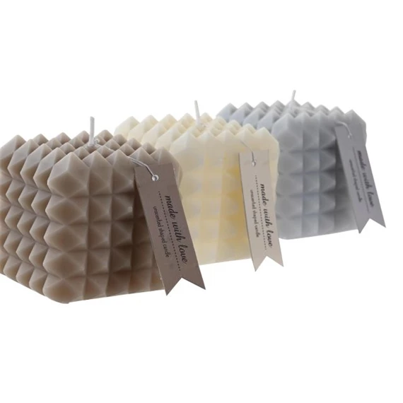 Gyertya geometrikus 8x8x7 cm 3 féle