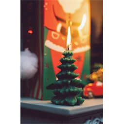 Gyertya karácsonyfa 10 cm sötétzöld