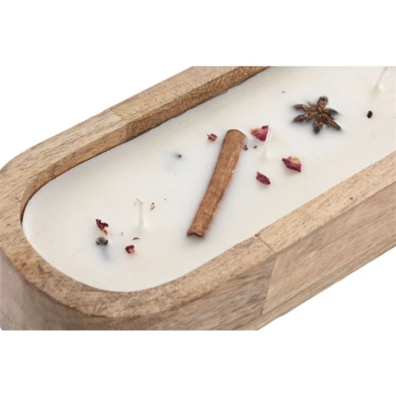 Gyertya mangófa tartóval 40x10x5 cm