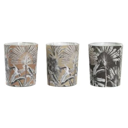 Gyertya szett trópusi mintás 5x5x6 cm 3 féle S/3