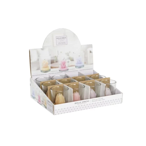 Gyertya tulipán alakú 5x5x7 cm 3 féle