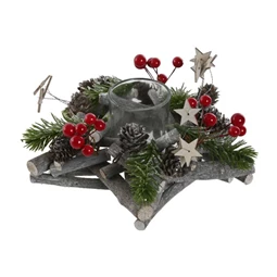 Gyertyatartó dekorációval 20x20x8 cm