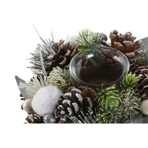 Gyertyatartó dekorációval 19x19x9 cm