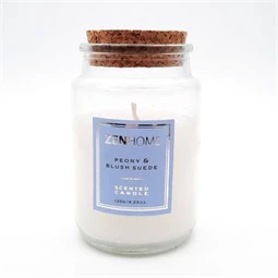 Illatgyertya üvegben, parafa fedővel - Babarózsa, Alma, Szarvasbőr 120 gr/db