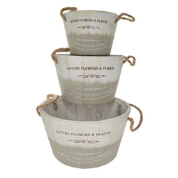 Kaspó füllel, feliratos 21x12 cm S/3