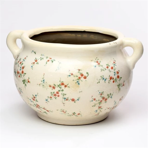 Kaspó füllel virág mintával 20,5x16,5x12 cm