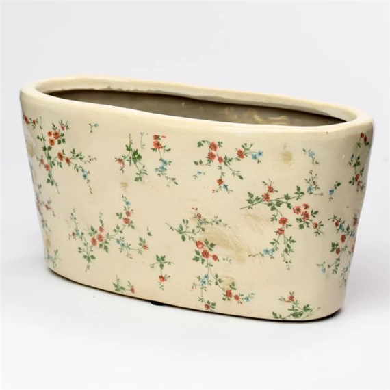 Kaspó ovális virág mintával 25x12x12,5 cm