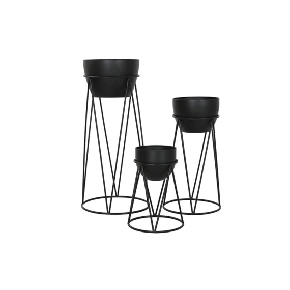 Kaspó szett állvánnyal 38x38x80 cm S/3