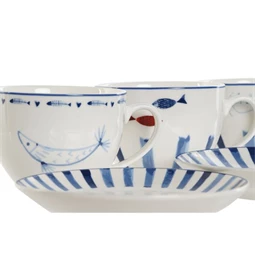 Kávés készlet, rák, hal mintával 12x9x7 cm 3 féle