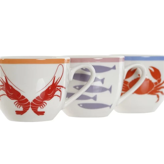 Kávés készlet, rák, hal mintával 8,5x6x5 cm 3 féle