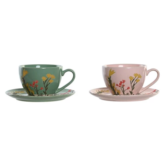 Kávés készlet virágos 12x12x6 cm 150 ml 2 féle 