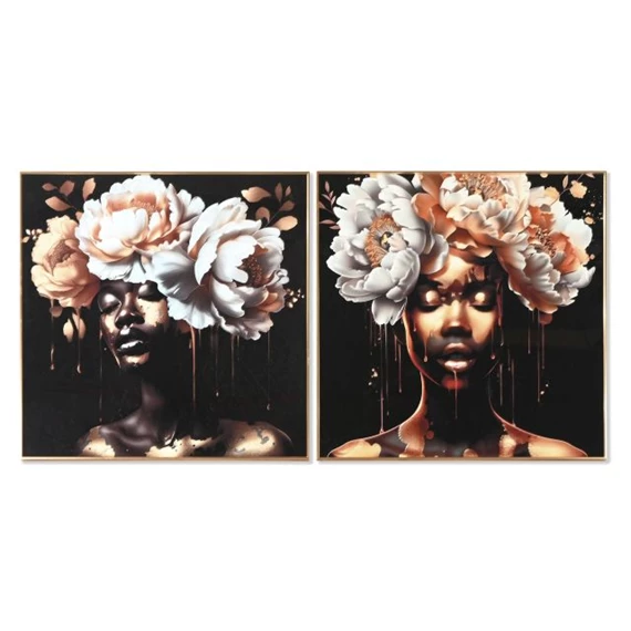 Kép keretes, nő virággal 80x3,5x80 cm 2 féle