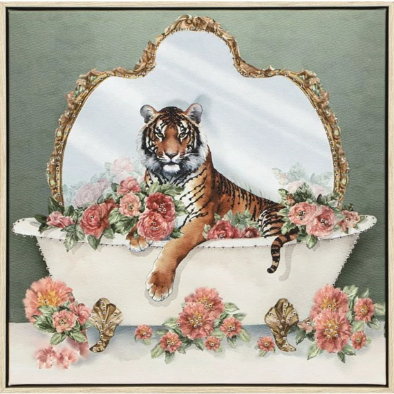 Kép keretes, tigris, leopárd 3D-s 35x3,2x35 cm 2 féle