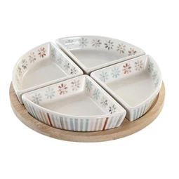 Kínáló szett előételhez 21,5x21,5x1 cm S/5