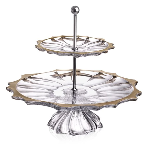 Kínáló talpas PLANTICA arany szegéllyel 35 cm