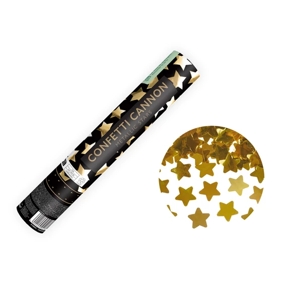 Konfetti ágyú csillagokkal arany 28 cm