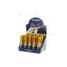 Konfetti ágyú pezsgősüveg alakú 20,5 cm arany