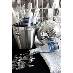 Konfetti ágyú pezsgősüveg alakú 20,5 cm ezüst