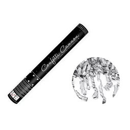 Konfetti ágyú szerpentinekkel ezüst 40 cm