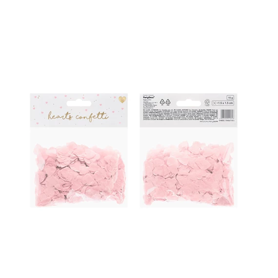 Konfetti szívek 1,6x1,6 cm világos rózsaszín 15 g