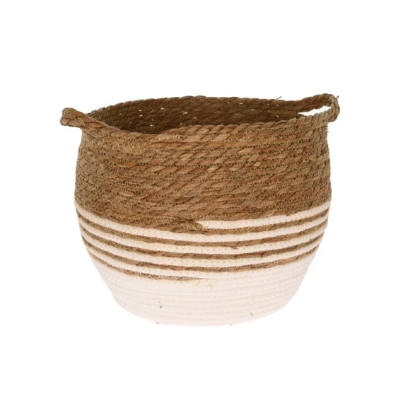 Kosár csíkos mintával, fogantyúval 40x28x27 cm