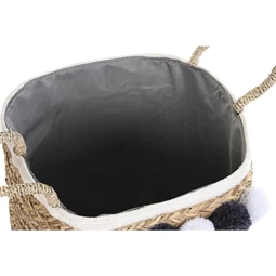 Kosár szett fonott pompon 41x37x36 cm S/3