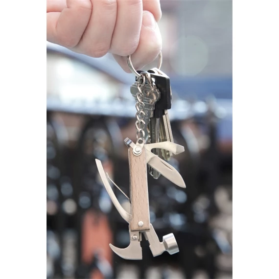 Kulcstartó, mini szerszámkészlet, fa